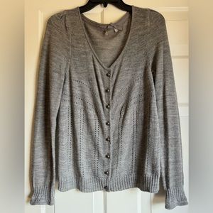 Anthropologie acrylic and wool button down sweater with metal buttons.